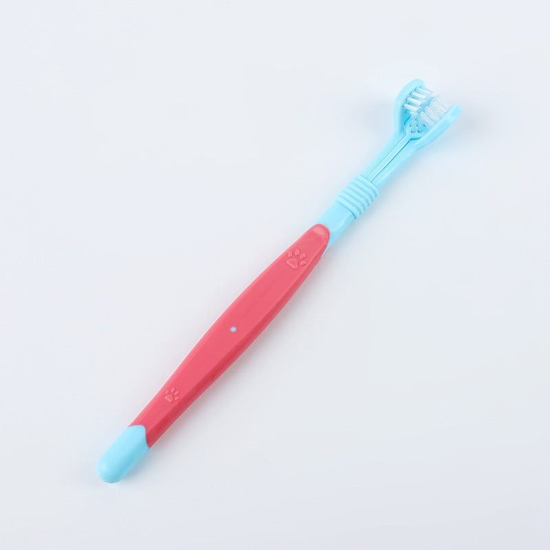 pet toothbrush oral care for gentle cleaning with vibrant red and blue design