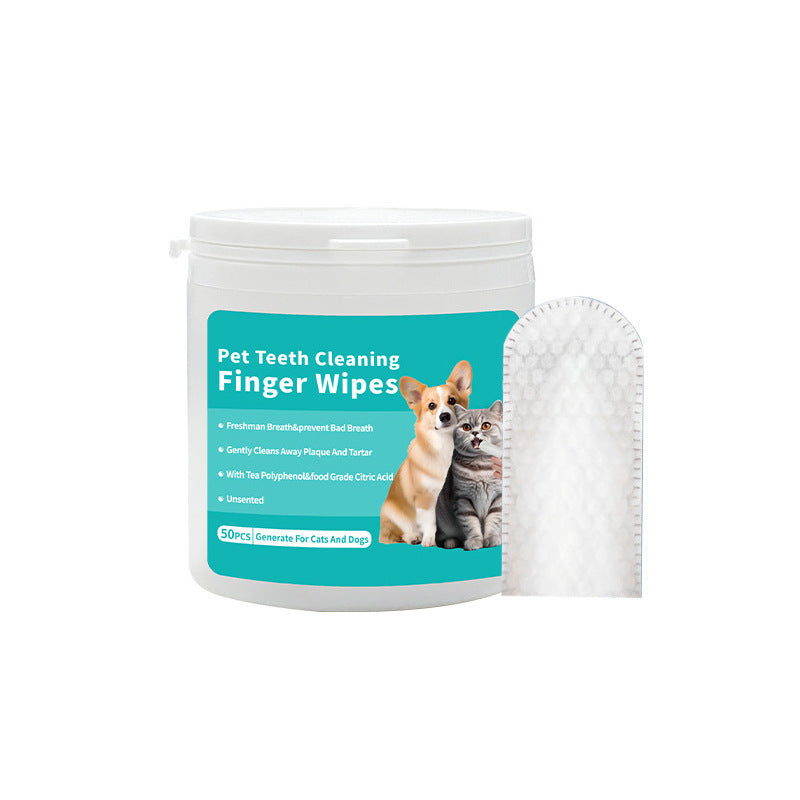 pet ear cleaning wipes in a container for cleaning pet teeth and ears safely and effectively.
