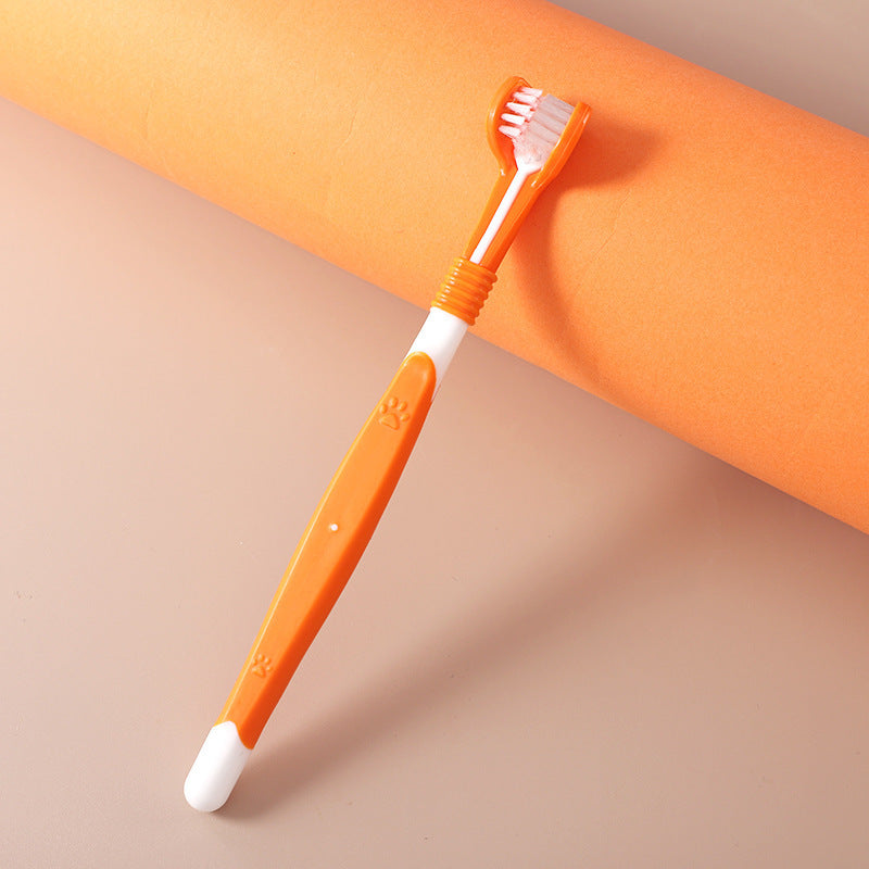 pet toothbrush oral care in vibrant orange color for effective pet oral cleaning.