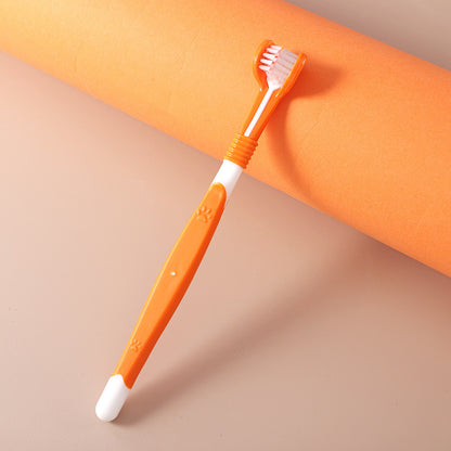 pet toothbrush oral care in vibrant orange color for effective pet oral cleaning.