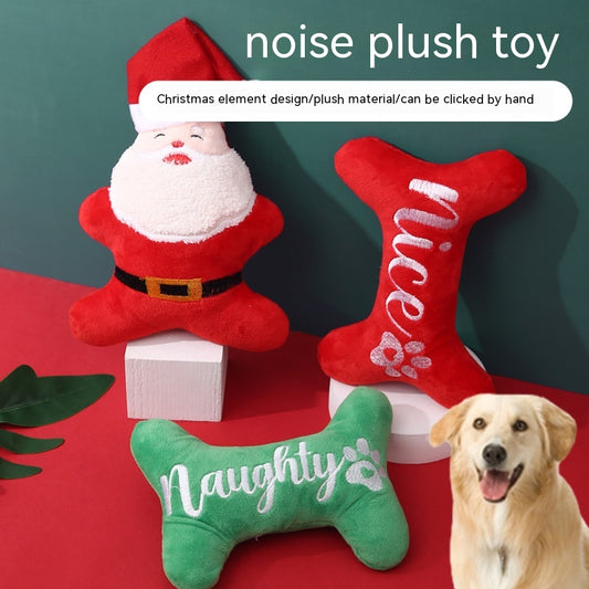 Christmas Dog Plush Sounding Puppy Pets Toy Santa Claus