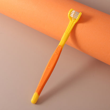 pet toothbrush oral care in vibrant orange and yellow for gentle pet cleaning.