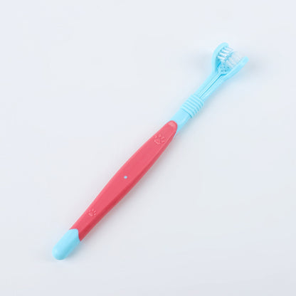 pet toothbrush oral care for gentle cleaning with vibrant red and blue design
