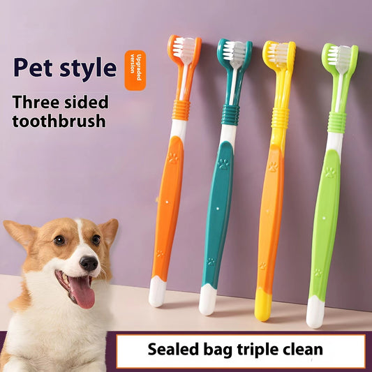 pet toothbrush oral care three sided toothbrushes in vibrant colors for effective pet dental hygiene