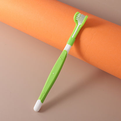 pet toothbrush oral care in vibrant green color designed for gentle and effective pet oral hygiene.